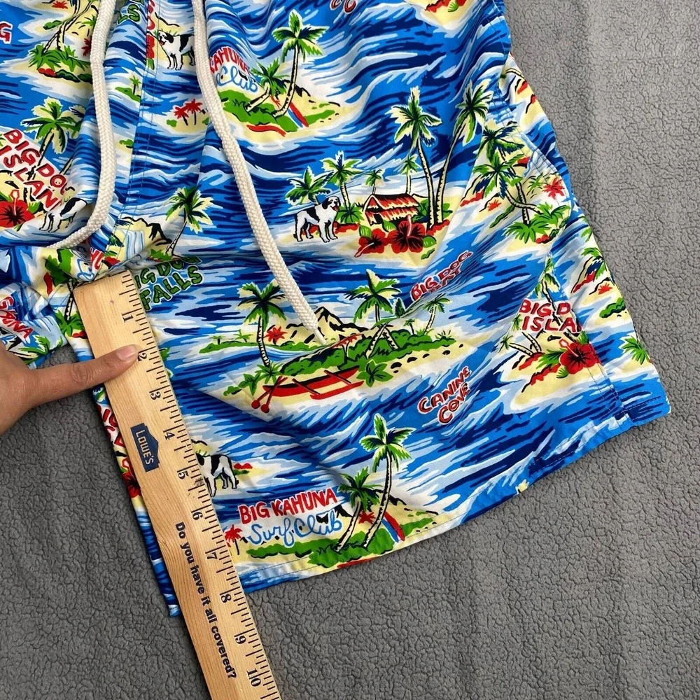 Big Dogs Swim Trunks Mens Medium Shorts Print‎ Tropical Island Big Kahuna Beach
